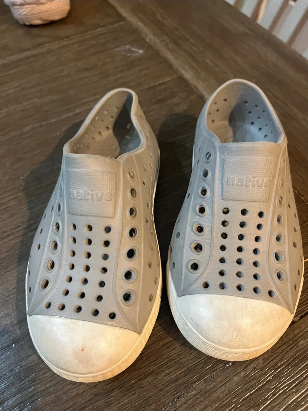 Native Kids Water-Friendly Slip-On Shoes in Light Gray